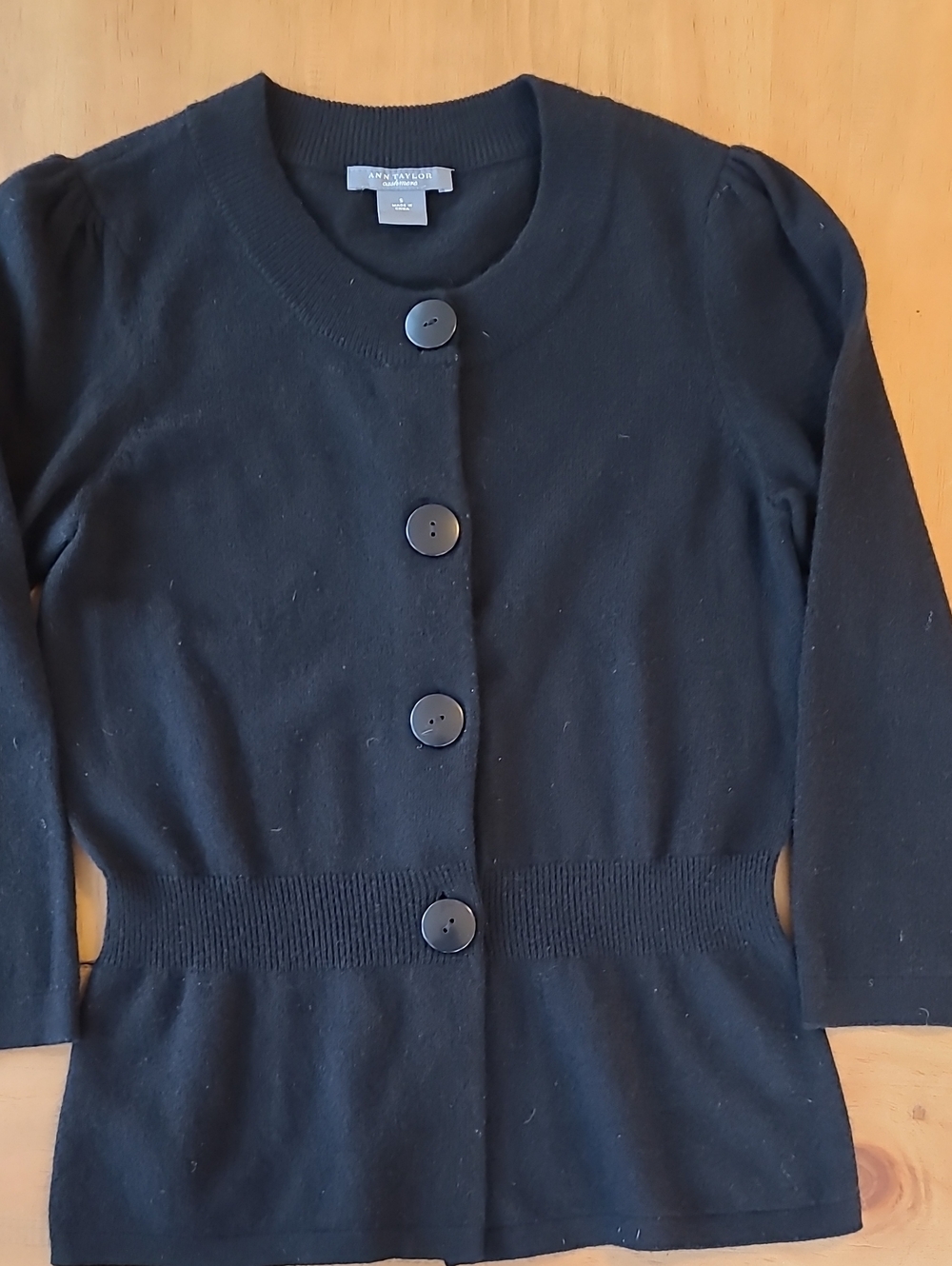 Ann Taylor Button-Front Cashmere Fitted Cardigan S